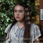 Scout’s plaid floral top on General Hospital