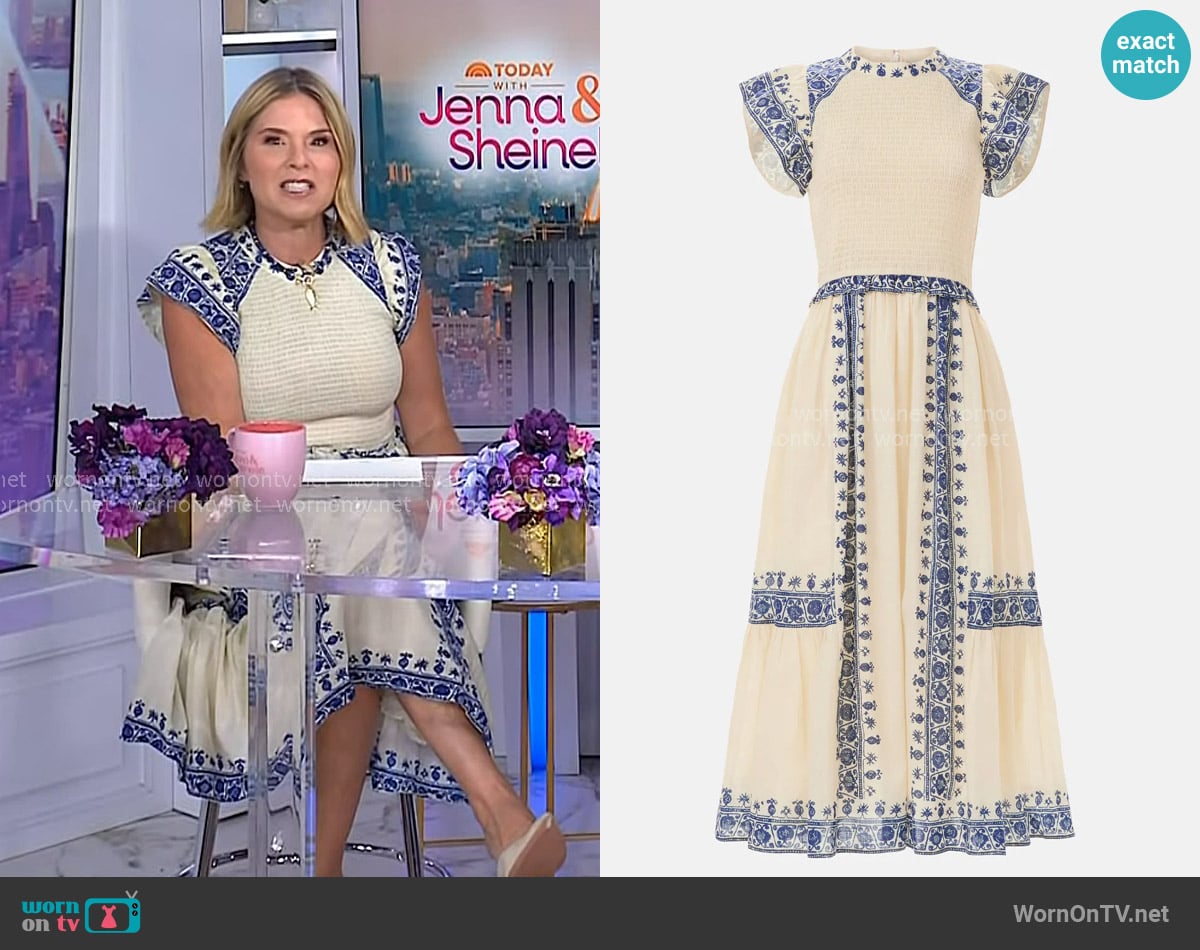 Sea Flutter Sleeve Midi Dress worn by Jenna Bush Hager on Today