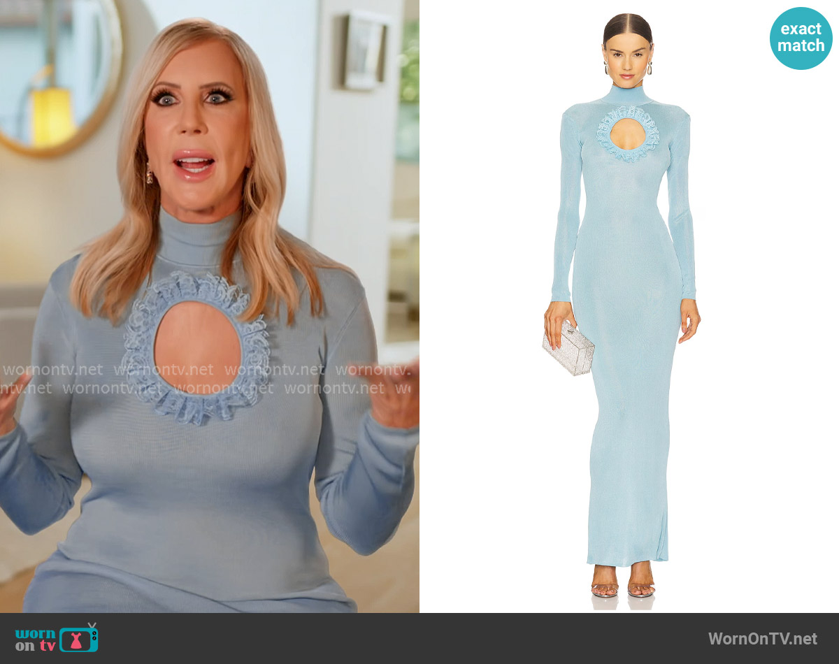 Self Portrait x Christopher Kane Knit Cut Out Maxi Dress worn by Vicki Gunvalson on The Real Housewives of Orange County