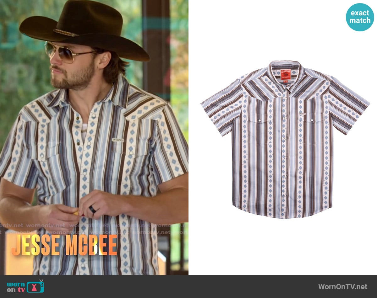 Sendero The Wyatt Pearl Snap Short Sleeve Print Shirt worn by Jesse McBee on The McBee Dynasty Real American Cowboys