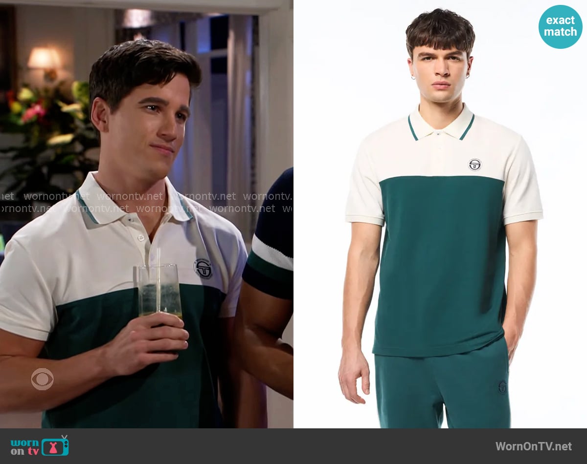 Sergio Tacchini Volo Comfort Polo in Mediterranea worn by Bradley 'Smitty' Smith (Mike Manning) on Beyond the Gates