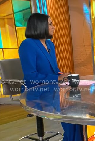 Shanelle Kaul's blue suit on CBS Mornings
