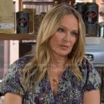 Sharon’s blue printed top on The Young and the Restless