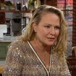 Sharon’s sequin chevron cardigan on The Young and the Restless