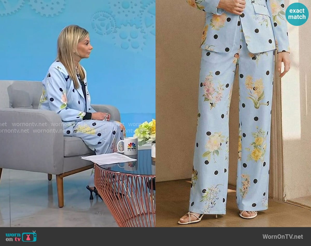 Dr. Robi Ludwig’s blue floral polka dot pants on NBC News Daily Dr. Robi Ludwig’s blue floral polka dot pants on NBC News Daily