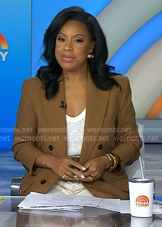 Sheinelle's brown double breasted blazer on Today