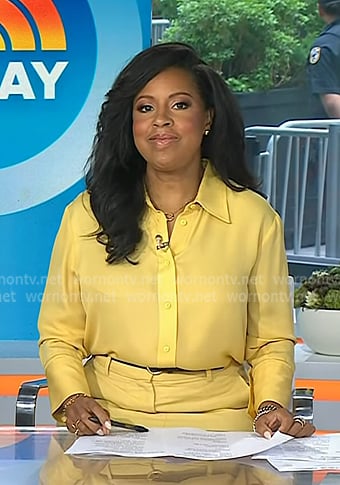 Sheinelle’s yellow button down shirt and pencil skirt on Today