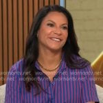 Sheryl Ziegler blue striped shirtdress on CBS Mornings