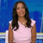 Shirleen’s pink asymmetric neck dress on Good Morning America