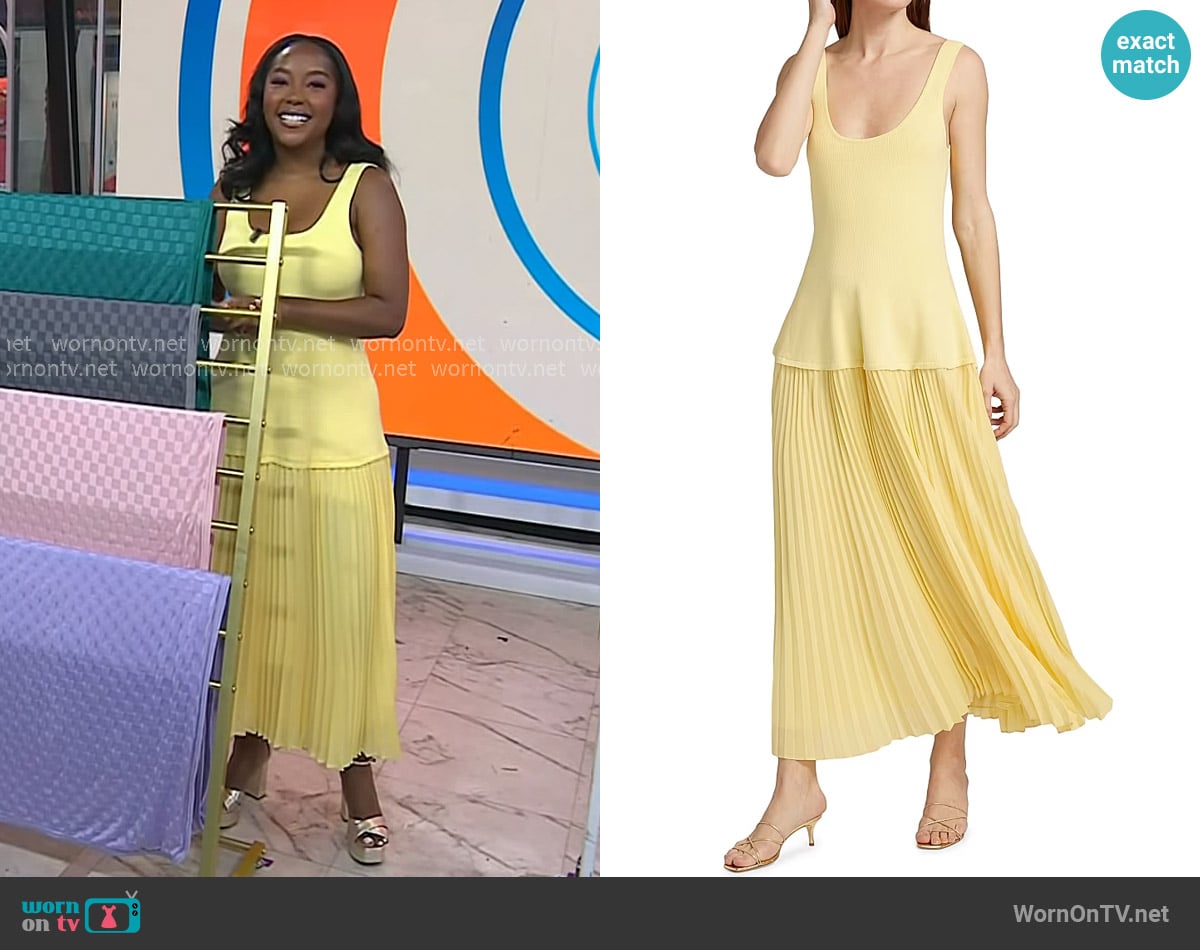 Simkhai Allana Midi Dress in Buttercream worn by Makho Ndlovu on Today
