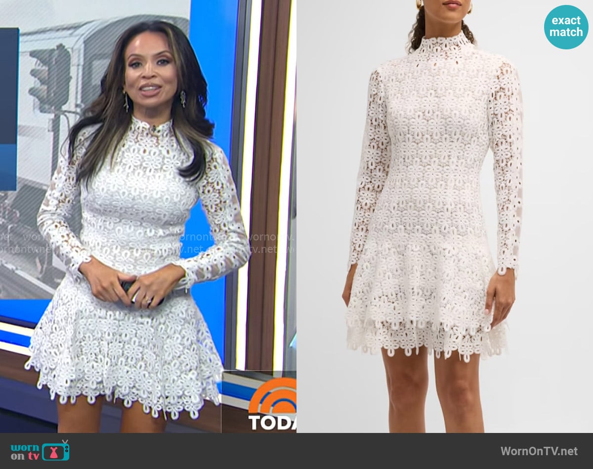 Adelle’s white guipre lace mini dress on Today Adelle’s white guipre lace mini dress on Today