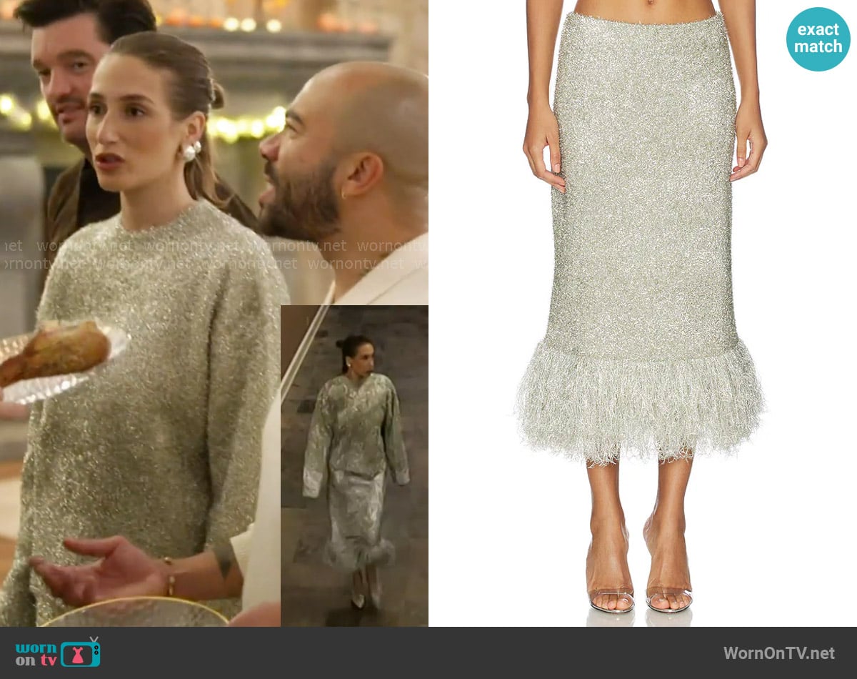 Simon Miller Brink Tinsel Skirt in Silver worn by Amanda Batula on In The City