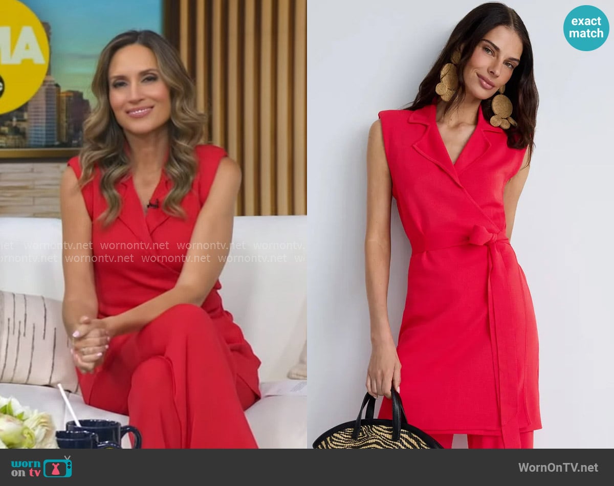 Simon Miller Zaca Long Line Wrap Top worn by Rhiannon Ally on Good Morning America