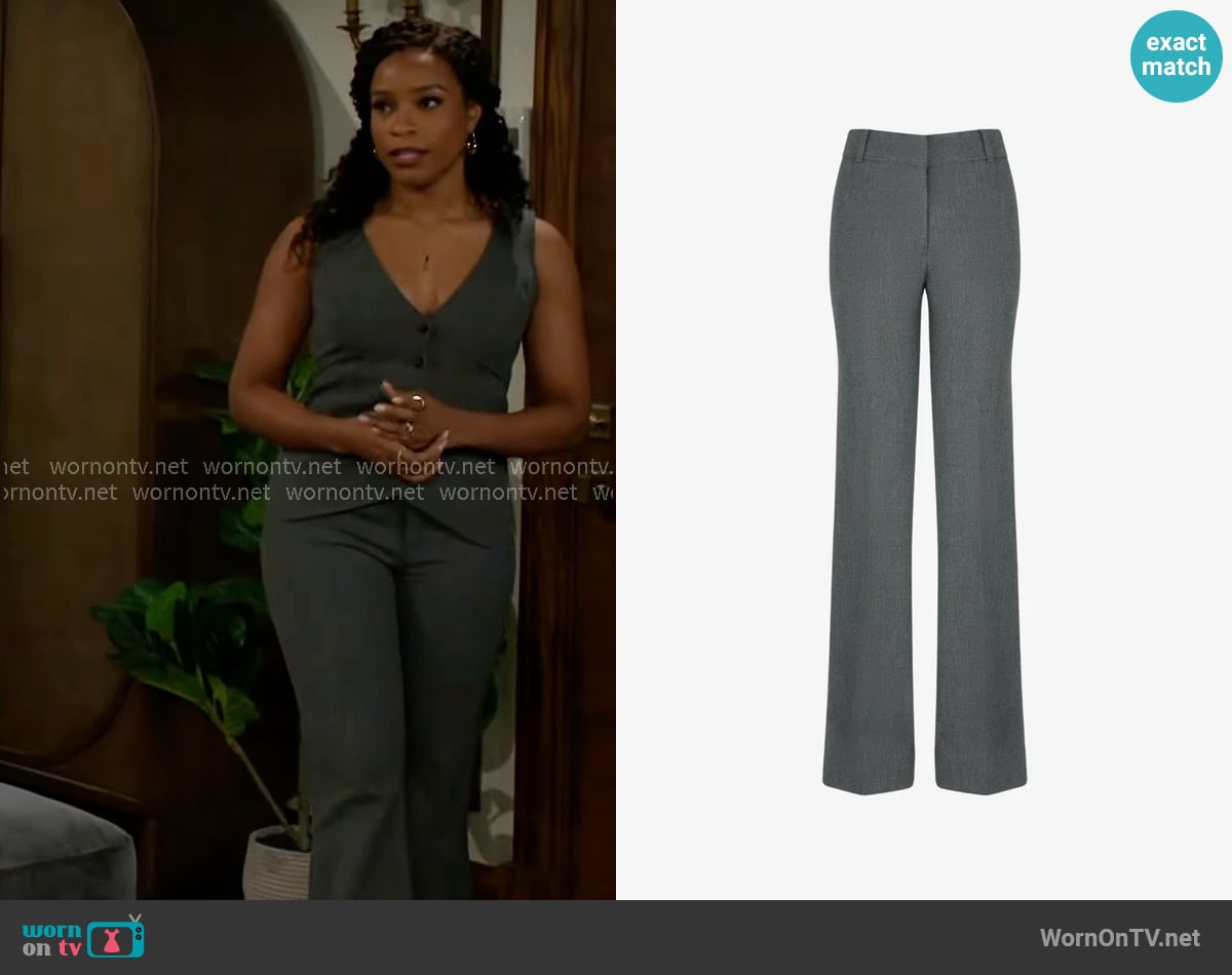 Smythe Lisbon Straight Leg Pant in Charcoal Grey worn by Naomi Hamilton Hawthorne (Arielle Prepetit) on Beyond the Gates