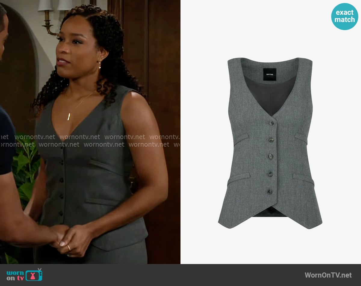 Smythe Waistcoat in Charcoal Grey worn by Naomi Hamilton Hawthorne (Arielle Prepetit) on Beyond the Gates