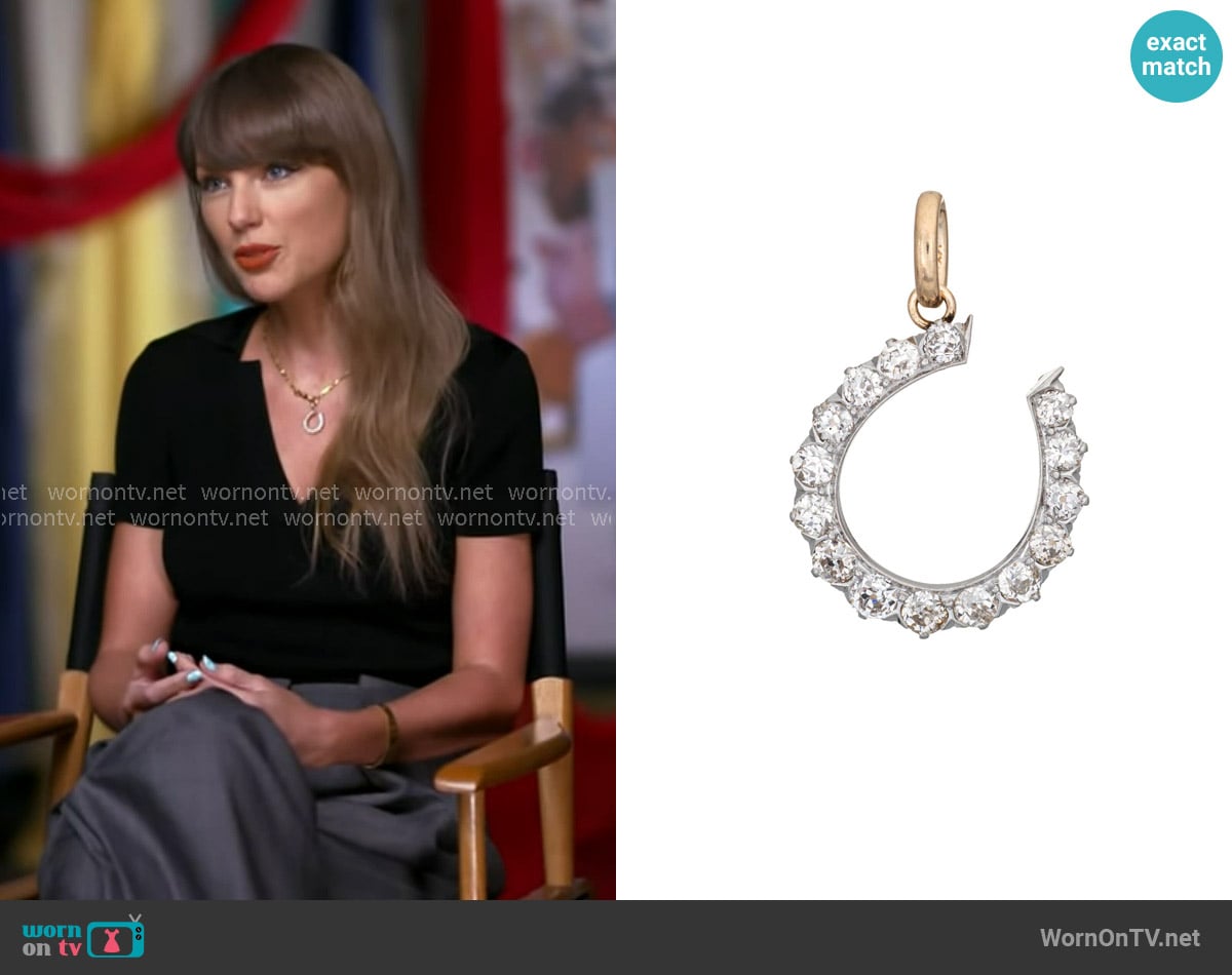 Sophie Jane Antique Victorian 2ct Diamond Horseshoe Pendant worn by Taylor Swift on Good Morning America