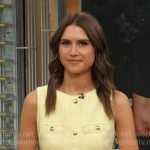 Sophie’s yellow sleeveless tweed dress on Good Morning America