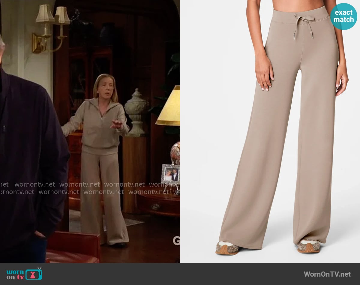 Spanx AirEssentials Wide Leg Pants in Ashwood worn by Nikki Reed Newman (Melody Thomas-Scott) on The Young and the Restless