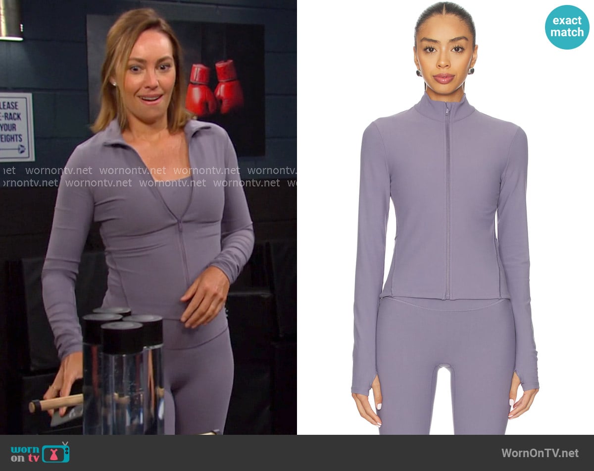 Gwen’s purple zip-up jacket on Days of our Lives