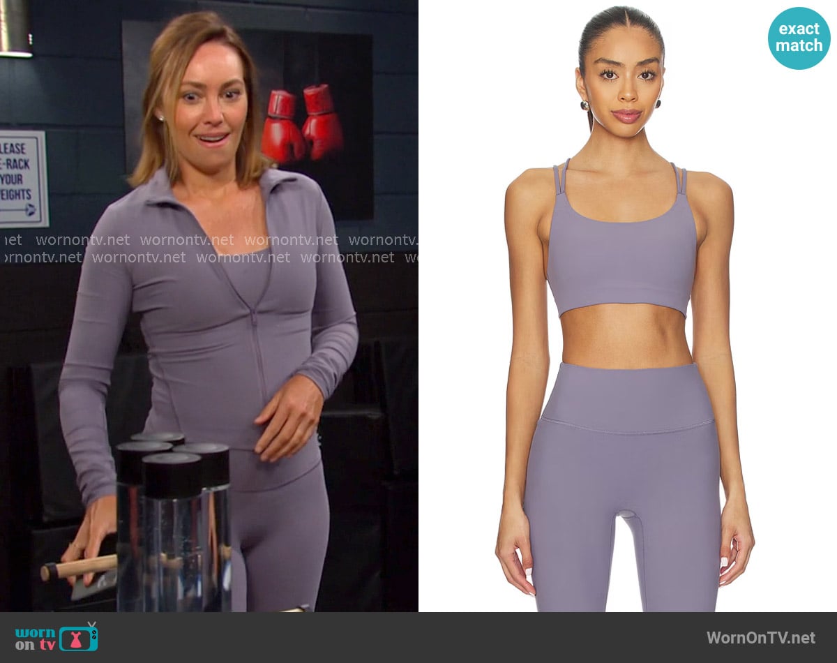 Gwen’s purple sports bra on Days of our Lives