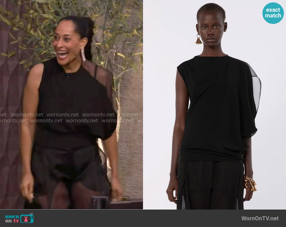 Sportmax Stretch Viscose Asymmetrical Top worn by Tracee Ellis Ross on Live with Kelly and Mark