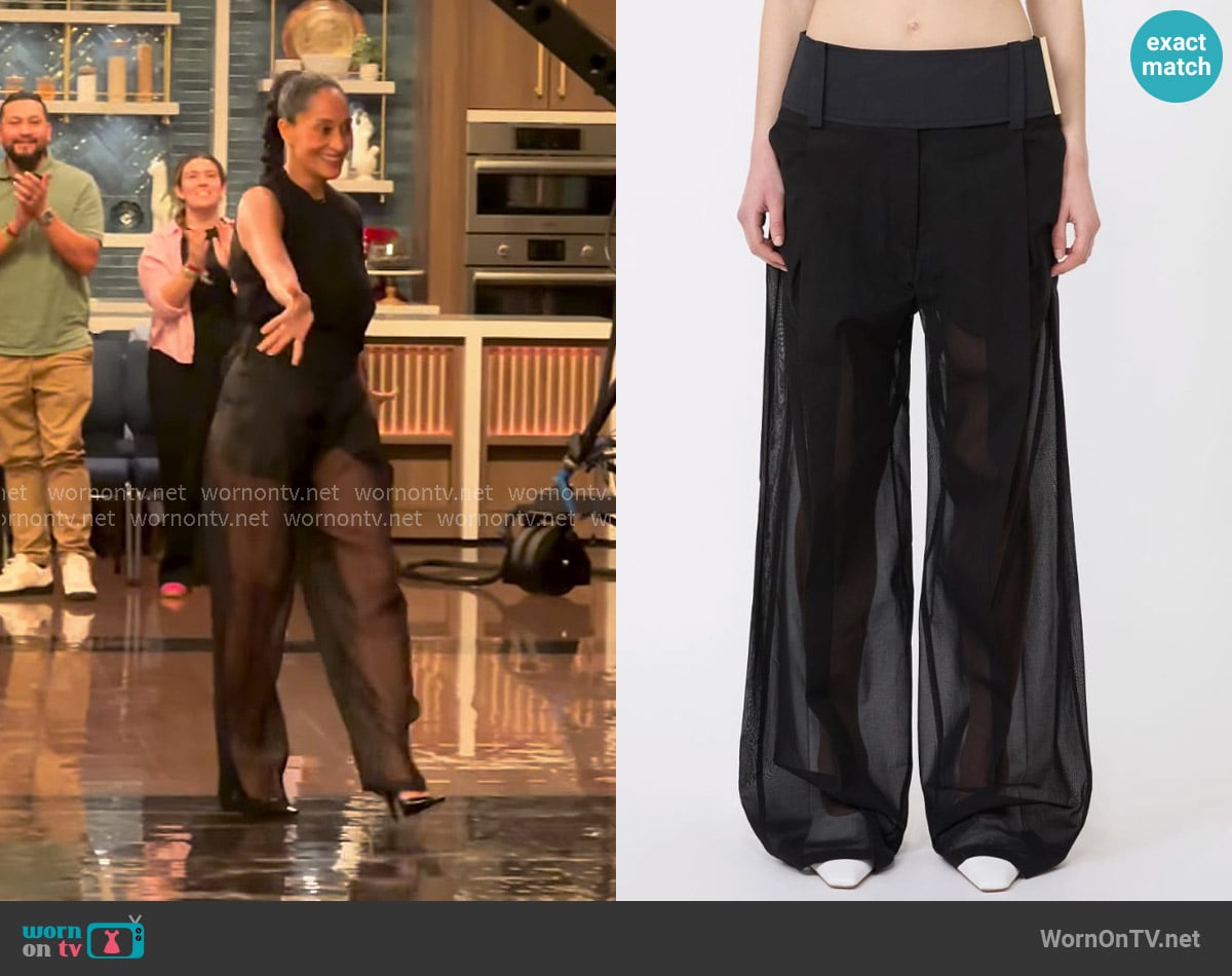 Sportmax Wide-fit Trousers in Organza-feel Cotton Voile worn by Tracee Ellis Ross on Live with Kelly and Mark