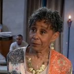 Stella’s printed cardigan on General Hospital