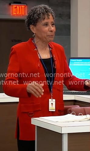 Stella's red knit jacket on General Hospital