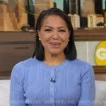 Stephanie’s blue pointelle cardigan on Good Morning America