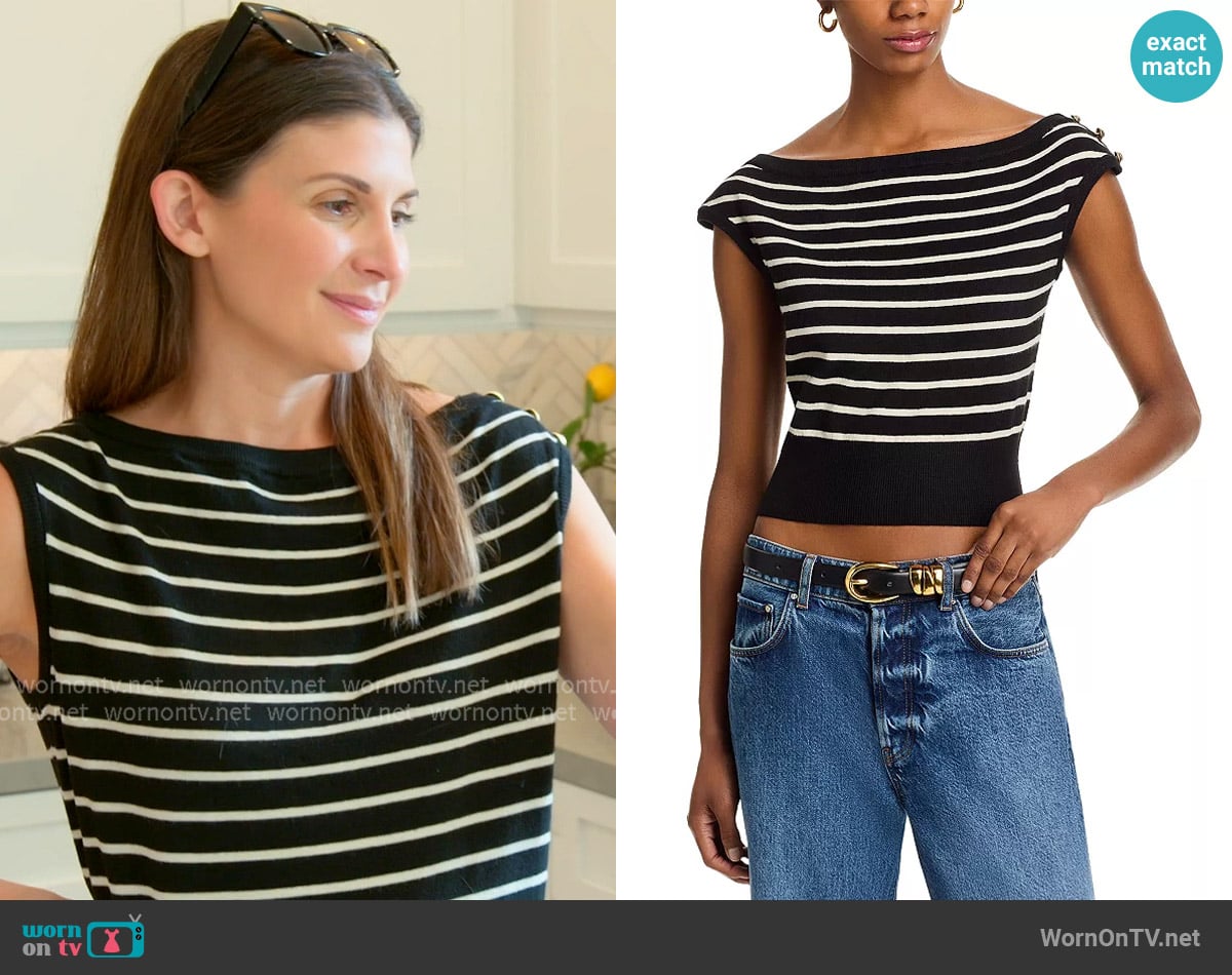 Steve Madden Sarita Boat Neck Stripe Sweater worn by Janet Caperna on The Valley