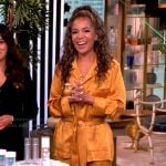 Sunny's yellow satin tie jacket and pants on The View