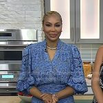 Tamar Braxton’s blue floral lace shirtdress on Today