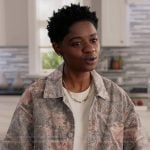 Tamia’s printed short sleeve shirt on All American