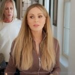Tamra’s brown cropped sweatshirt on The Real Housewives of Orange County