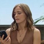Taylor’s brown rib knit vest top on The Bold and the Beautiful