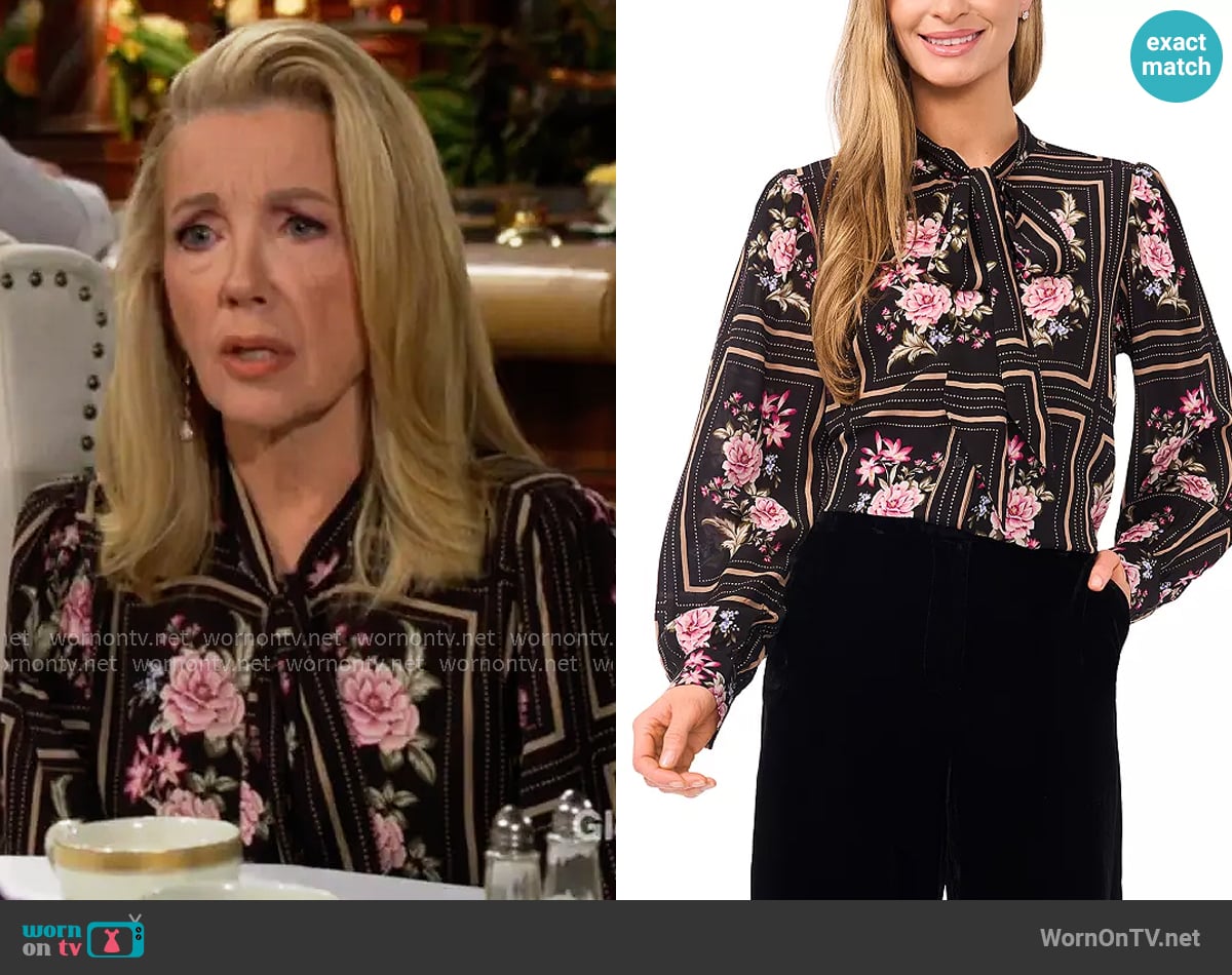 Ted Baker Alba Tie Blouse worn by Nikki Reed Newman (Melody Thomas-Scott) on The Young and the Restless