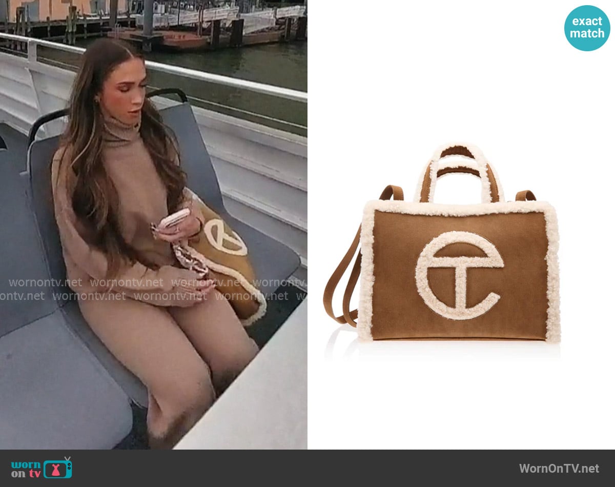 Telfar Shmedium Shearling Shopper worn by Ariana Biermann on Next Gen NYC