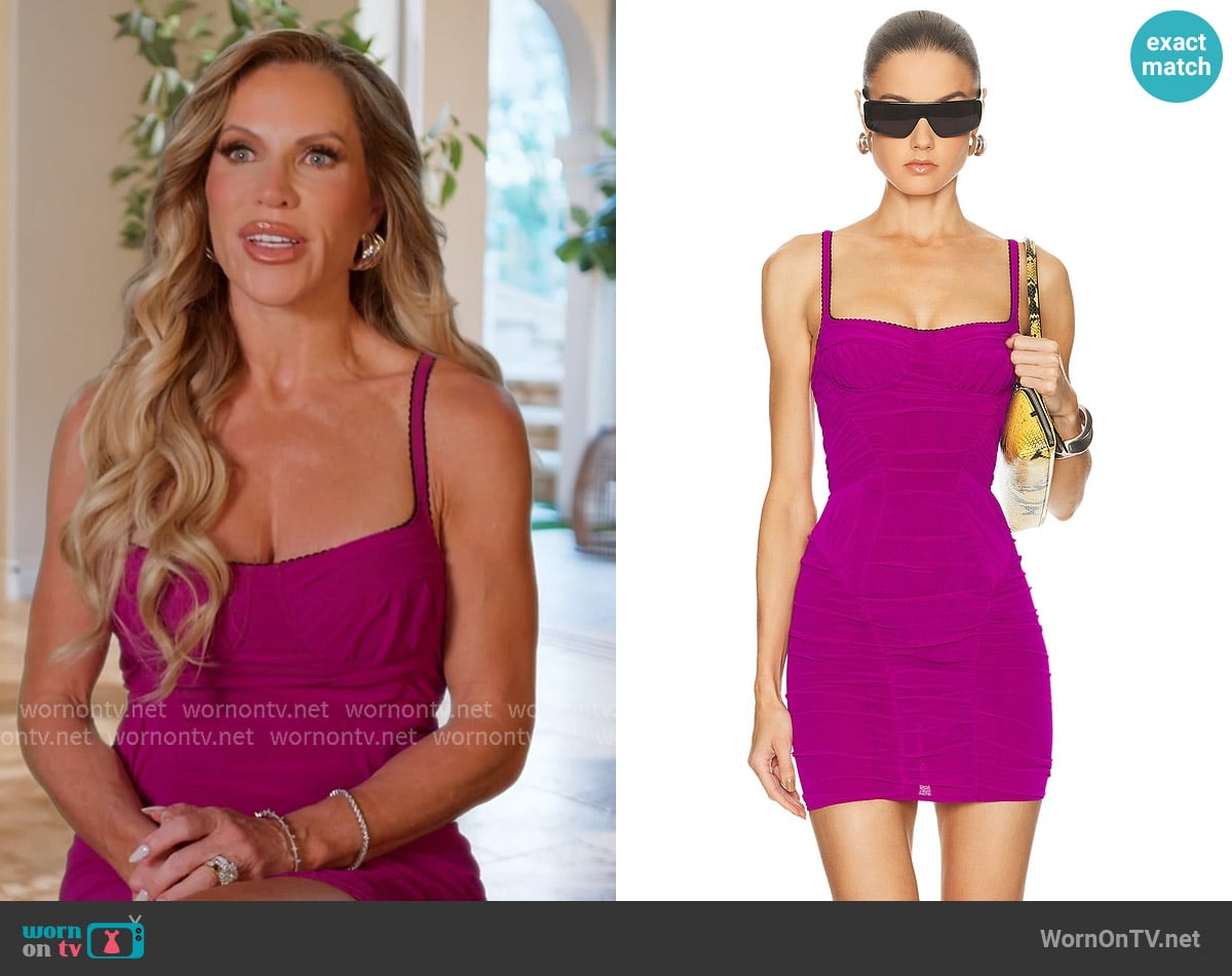 The Attico Ruched Mini Dress worn by Jennifer Pedranti on The Real Housewives of Orange County
