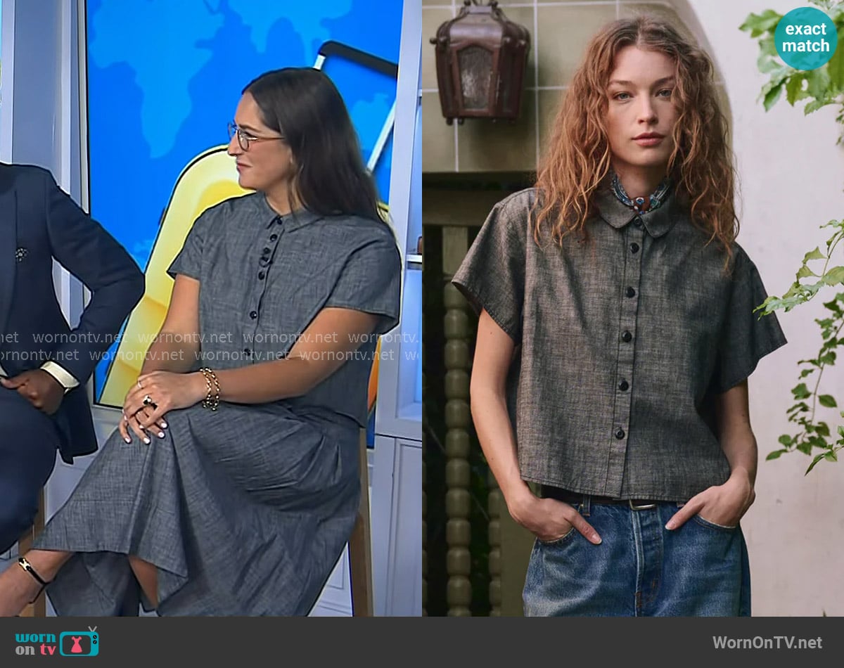 Jess Feldman’s grey crop shirt on Today Jess Feldman’s grey crop shirt on Today
