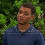 Theo’s blue polo with white piping on Days of our Lives