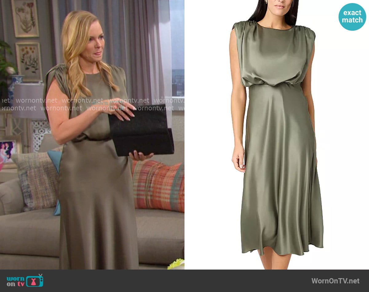 Toccin Flora Satin Midi Dress worn by Belle Brady (Martha Madison) on Days of our Lives