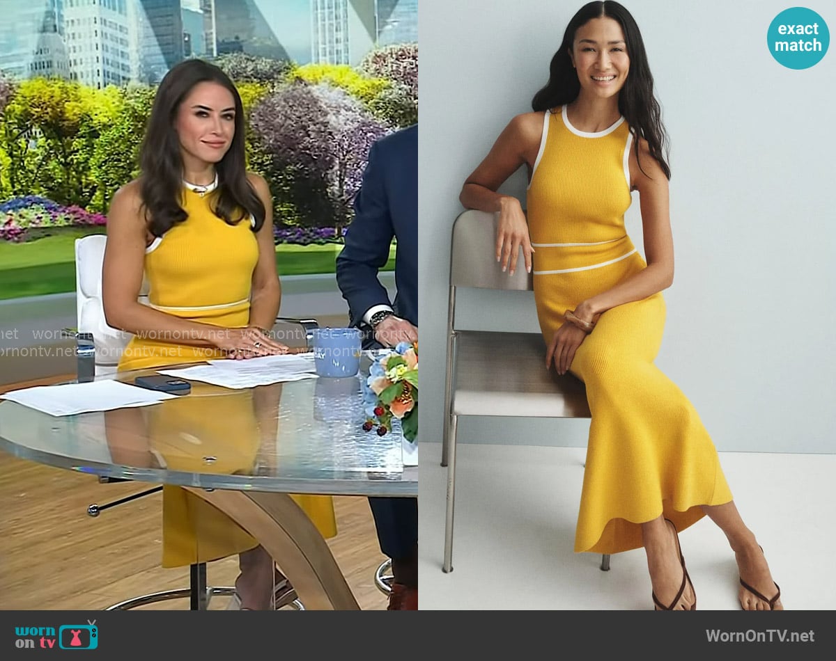 Toccin Knit Midi Dress in yellow worn by Kaylee Hartung on Today