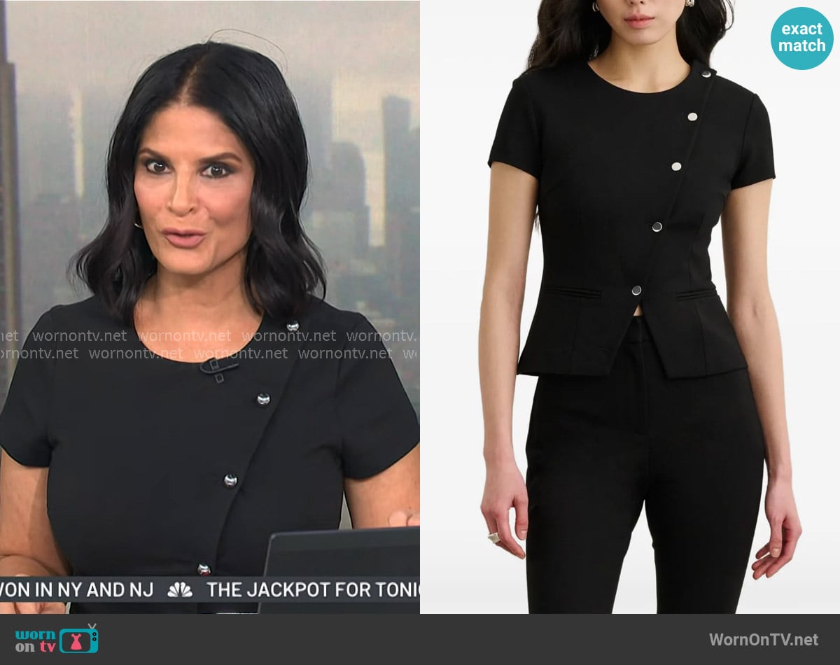Darlene’s black asymmetric button top on Today