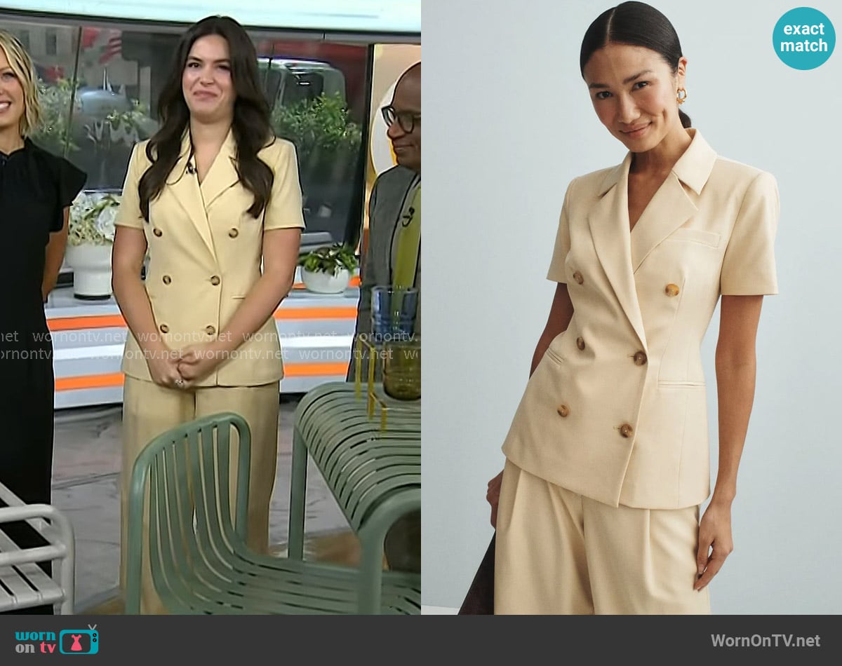 Toccin Short Sleeved Double Breasted Blazer worn by Elena Besser on Today