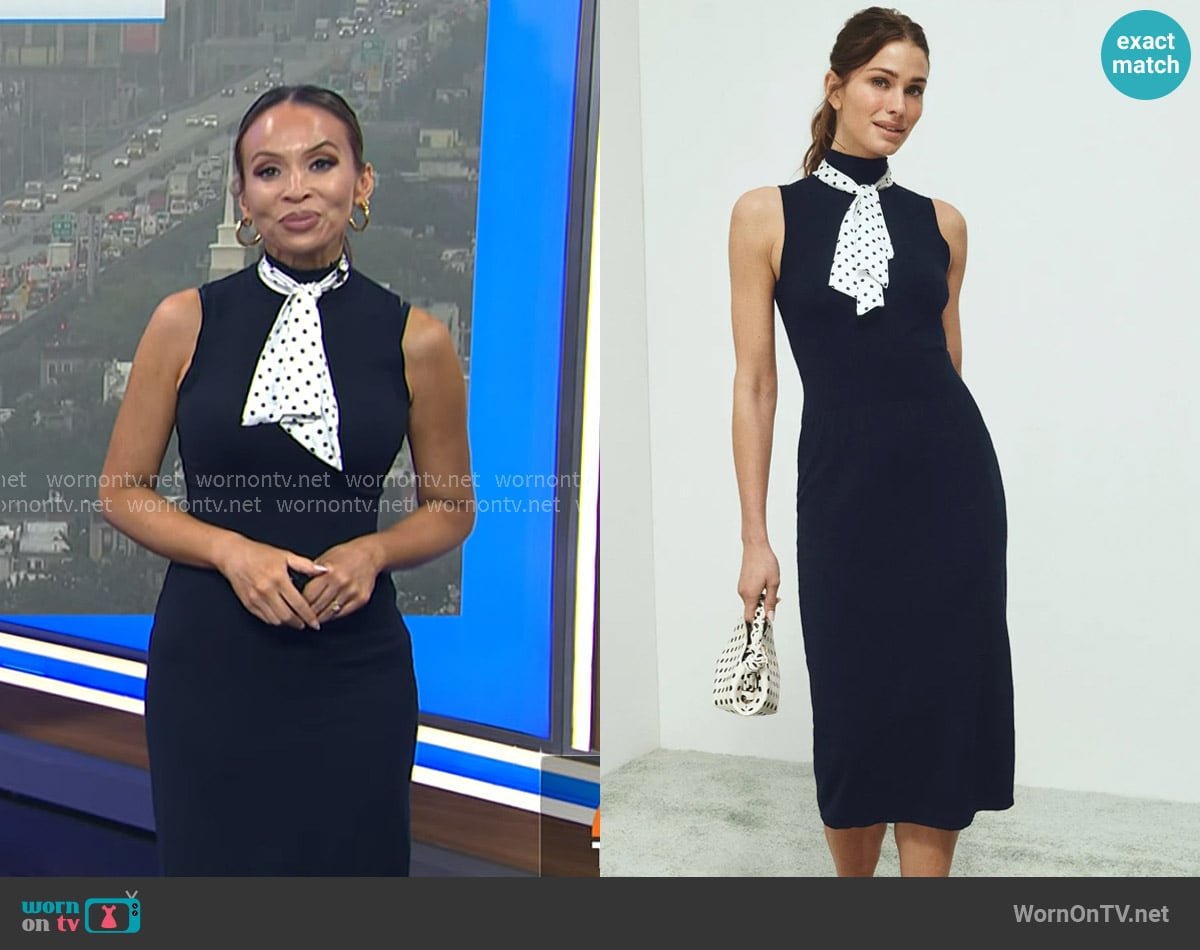 Toccin Sleeveless Midi Dress with Neck Tie worn by Adelle Caballero on Today