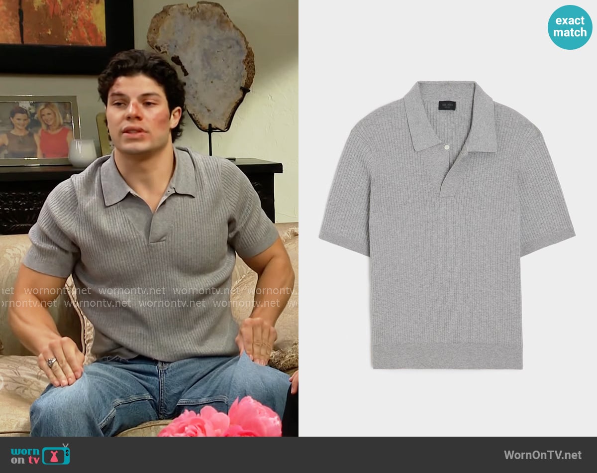 Todd Snyder Cotton Cashmere Sweater Polo worn by RJ Forrester (Brayan Nicoletti) on The Bold and the Beautiful