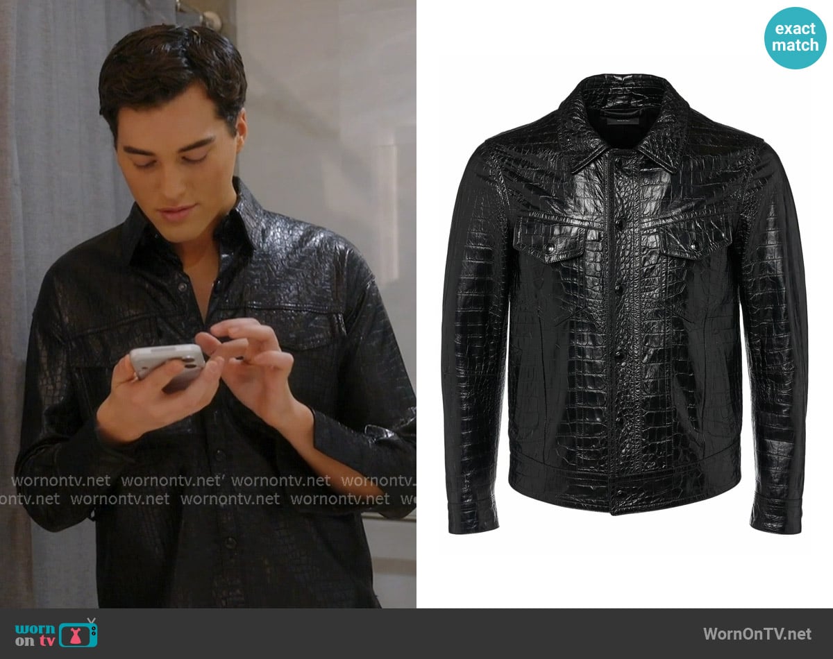 Tom Ford Croc Embossed Soft Leather Jacket worn by Brooks Marks on Next Gen NYC