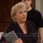 Traci's black printed kimono on The Young and the Restless