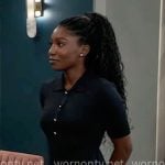 Trina's black mini polo collar dress on General Hospital