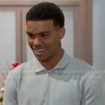 Tyrell’s mint green zip polo on Beyond the Gates